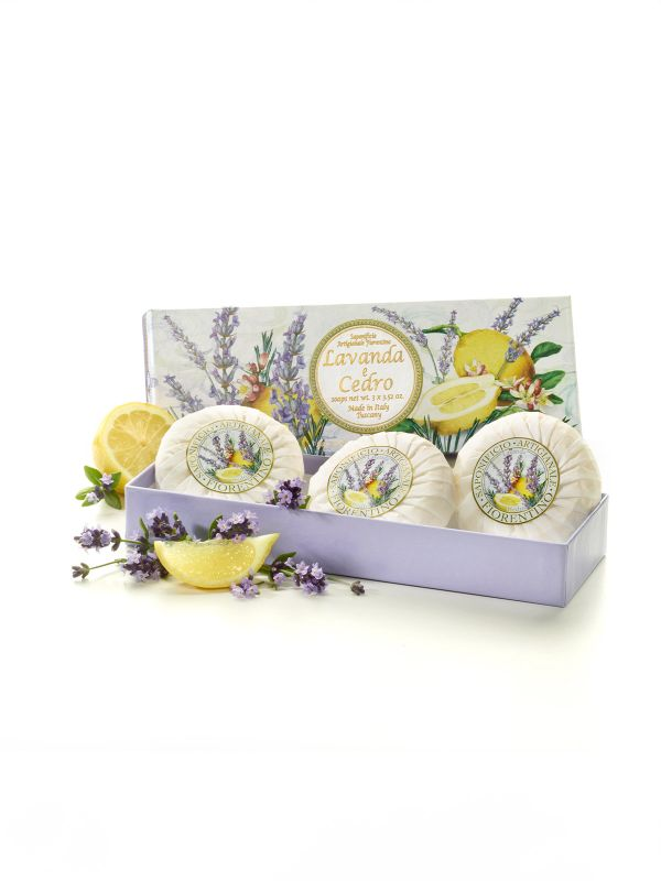 Sapofinicio Artigianale Fiorentino Lavendel & Zitrone Seife Geschenkbox 3x100g