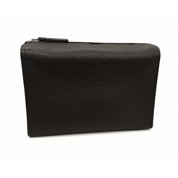 Hammann Lederwaren Triangle Washbag M Black – Elegante Kulturtasche aus Chervo-Kalbleder