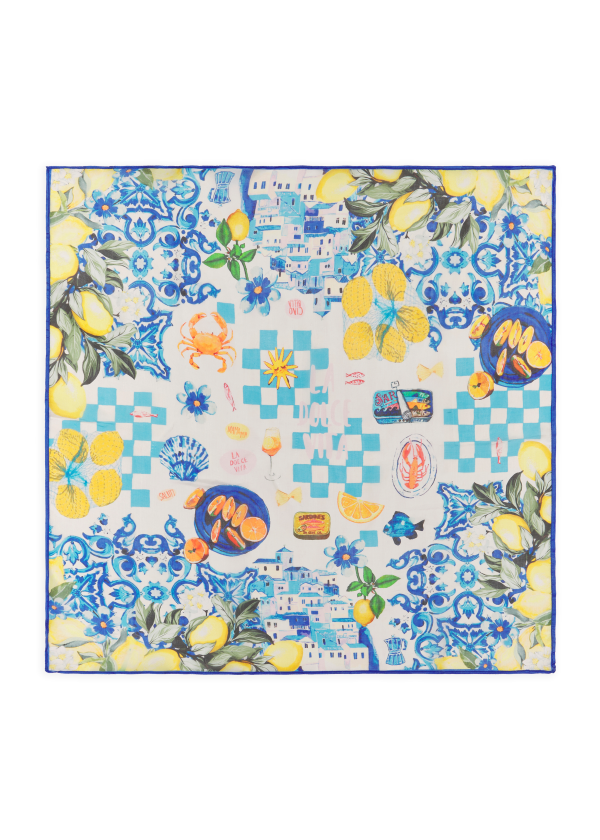 Codello Luxuriöses Tuch aus reiner Seide mit Zitronen-Motiven 70X70CM