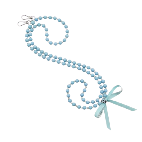 Wolkenweis Hellblaue Handykette Pastell Perlen – Elegante Smartphone Kette Damen