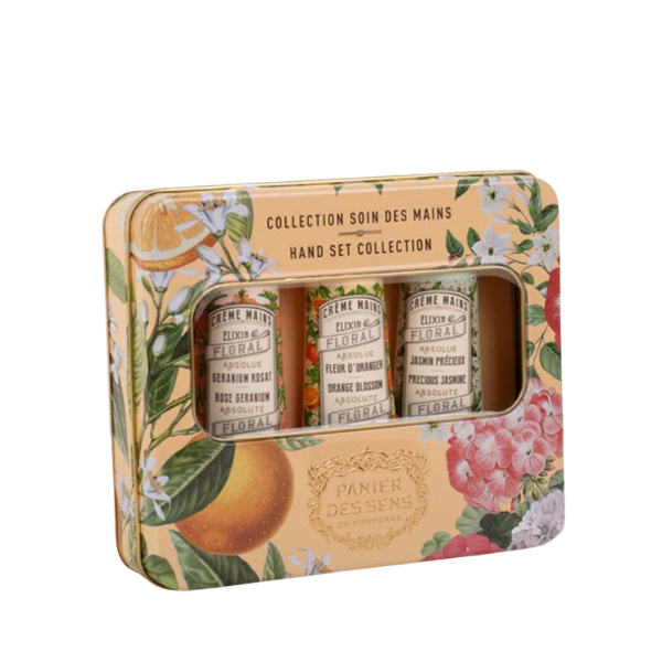 Panier des Sens Coffret Crème Mains ABSOLUES Metallbox 3 Handcremes 30ml Geranie Jasmin Orangenblüte