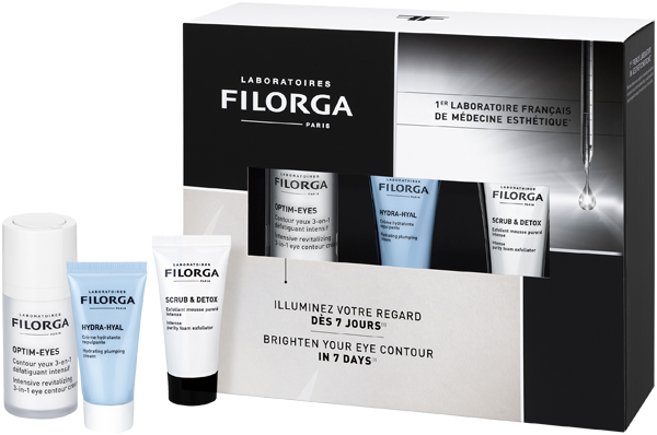 Filorga Basic Coffret Brightening = Optim-Eyes 15ml + Hydra-Hyal Cream 15ml + Scrub & Detox 15ml