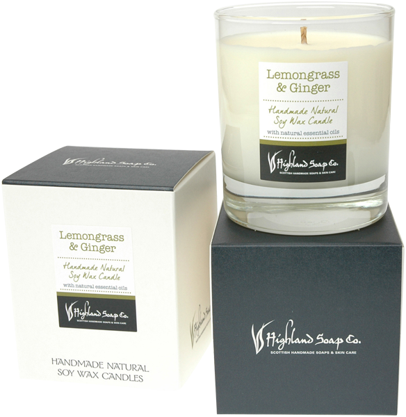Highland Soap Soya Wax Candles 30cl Lemongrass & Ginger