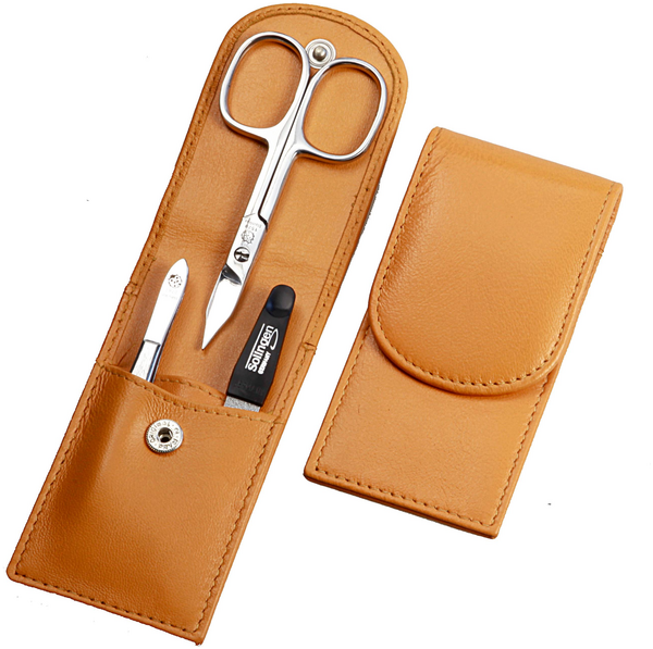 SONNENSCHEIN by Hans Kniebes Taschenmanicure-Etui: 3-tlg. rostfrei; Nappa-Lammleder