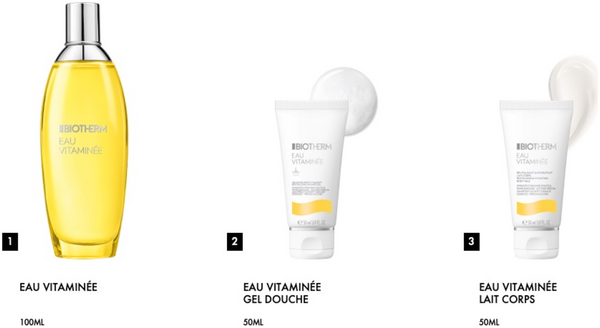 Biotherm Eau Vitaminée Geschenkset = Eau Vitaminee Spray 100 ml + Eau Vitaminee Douche 50 ml + Eau Vitaminee Body Milk