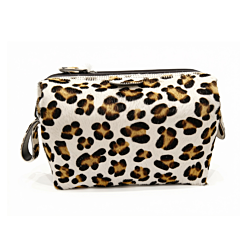 Hammann Lederwaren Mousetrap Flat M Leopard Rinderfell – Exklusiver Kulturbeutel aus Kalbleder