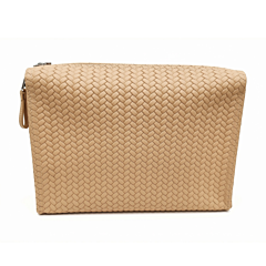 Hammann Lederwaren Kulturtasche Flecht Sand – Elegante Leder-Kulturtasche aus Kalbleder