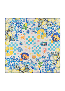 Codello Luxuriöses Tuch aus reiner Seide mit Zitronen-Motiven 70X70CM