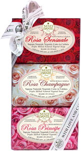 Nesti Dante Le Rose Soap Set = Rosa Champagne 150 g + Rosa Sensuale 150 g + Rosa Principessa 150 g