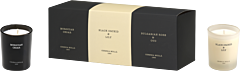 Cereria Molla Kerzen-Set = Bulgarian Rose & Oud 70 g + Black Orchid & Lily 70 g + Moroccan Cedar 70 g