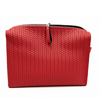Hammann Lederwaren Flecht Kulturtasche Woven Washbag L – Luxuriöse Kulturtasche aus Naturkalbleder