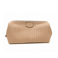 Hammann Lederwaren Kulturtasche Flecht Kalbsleder Sand 19 – Elegante Leder-Kulturtasche