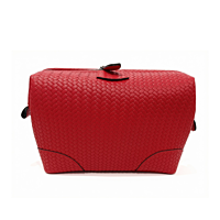Hammann Lederwaren Kulturtasche Flecht Kalbsleder rot 19 mit MetallbügeKulturtasche Flecht Rot Größe M – Luxuriöse Leder-Kulturtasche