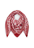 Codello Jacquard Square Viscose Hearts All Over 120x120 cm – Rosa