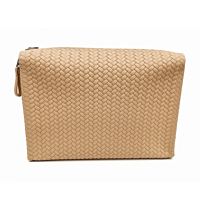 Hammann Lederwaren Kulturtasche Flecht Sand – Elegante Leder-Kulturtasche aus Kalbleder