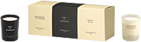 Cereria Molla Kerzen-Set = Bergamotto de Calabria 70 g + Basil & Mandarin 70 g + Velvet Wood 70 g
