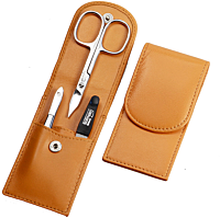 SONNENSCHEIN by Hans Kniebes Taschenmanicure-Etui: 3-tlg., rostfrei; Nappa-Lammleder