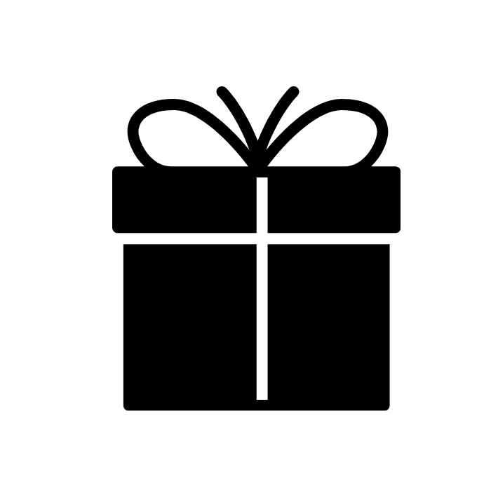 Icon Geschenkbox – schwarzes Symbol einer Geschenkpackung mit Schleife